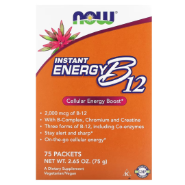 NOW Foods, Instant Energy B12, 2,000 mcg, 75 Packets, 0.035 oz (1 g) Each
