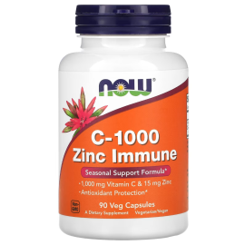 NOW Foods, C-1000 Zinc Immune, Vitamin C, 1,000 mg & Zinc, 15 mg , 90 Veg Capsules