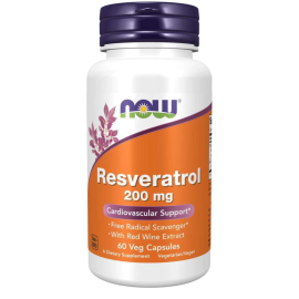 NOW Natural Resveratrol - 200 mg - 60 Vegetarian Capsules
