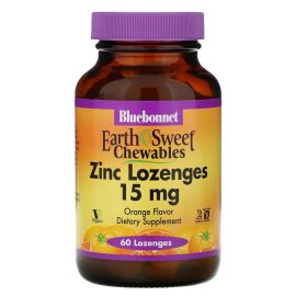 Bluebonnet Nutrition Earthsweet Zinc Lozenges Orange 15mg Chewables 60 Lozenges