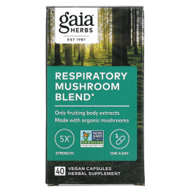 Gaia Herbs Respiratory Mushroom Blend - 40 Vegan Capsules
