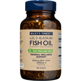 Wiley's Finest Wild Alaskan Fish Oil Easy Swallow Minis - 630 mg - 180 Softgels