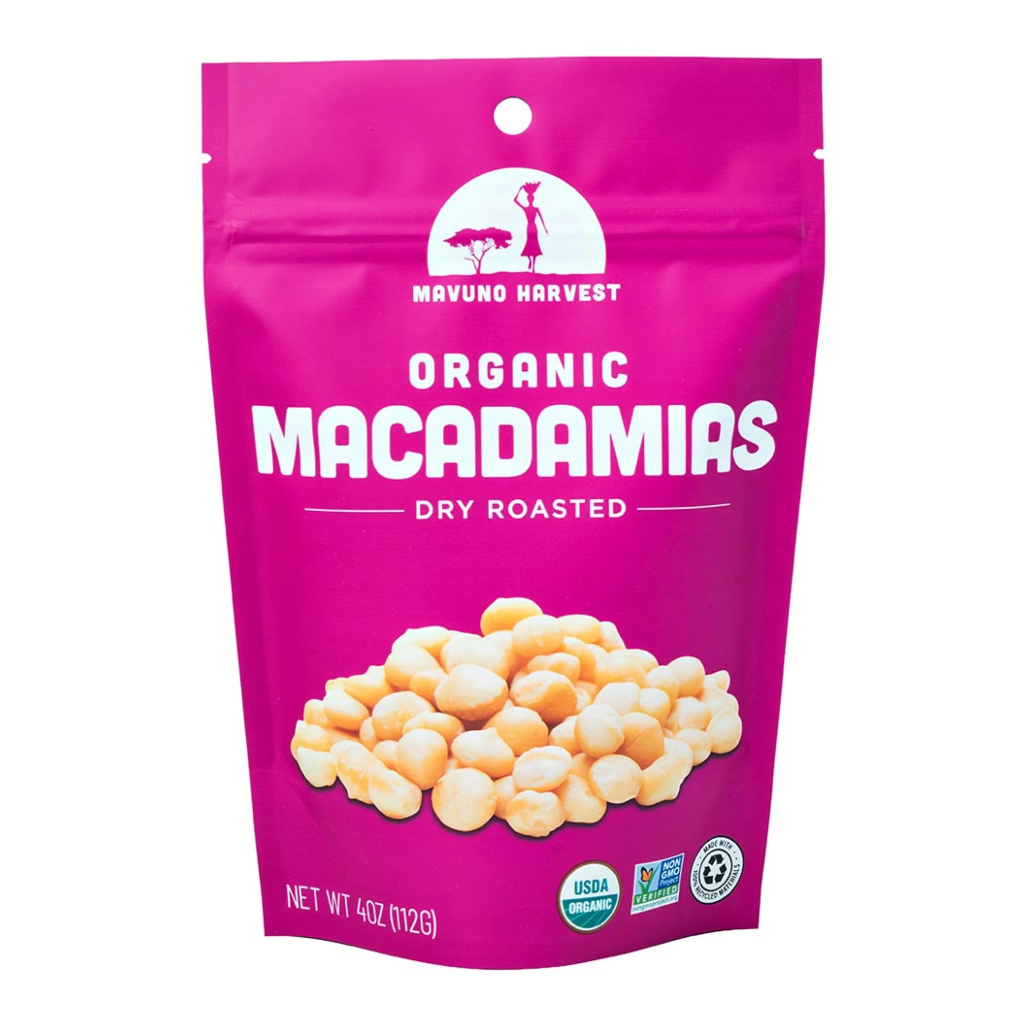 Mavuno Harvest Organic Roasted Macadamia Nuts, Dry Roasted Whole