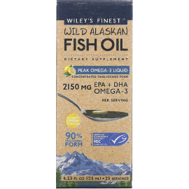 Wiley's Finest Wild Alaskan Fish Oil Peak Omega-3 Liquid Natural Lemon - 4.23 fl oz