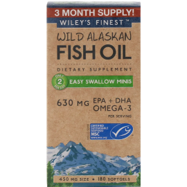 Wiley's Finest Wild Alaskan Fish Oil Easy Swallow Minis - 630 mg - 180 Softgels