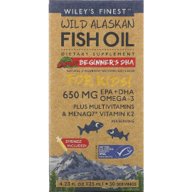 Wiley's Finest, Wild Alaskan Fish Oil, For Kids!, Beginner's DHA, Natural Strawberry Watermelon Flavor, 650 mg, 4.23 fl oz (125 ml)