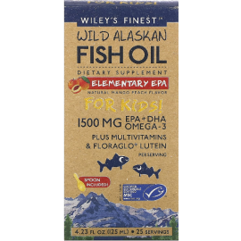 Wiley's Finest, Wild Alaskan Fish Oil, For Kids!, Elementary EPA, Natural Mango Peach Flavor, 1,500 mg, 4.23 fl oz (125 ml)