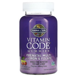 Garden of Life, Vitamin Code Gummies, Prenatal Multi with Iron & Folate, Cherry Lemonade, 90 Gummies
