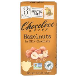 Chocolove Milk Chocolate Bar, Hazelnut - 3.2 oz