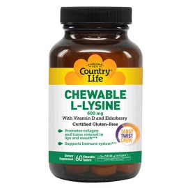 Country Life Chewable L-Lysine 600mg 60 Chew Tabs