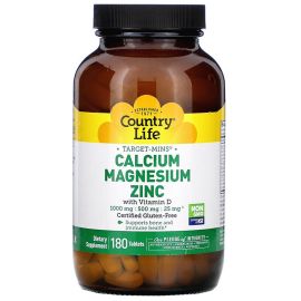Country Life Target-Mins Calcium Magnesium Zinc with Vitamin D - 180 Tablets