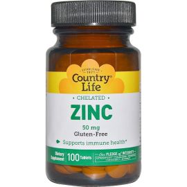 Country Life Chelated Zinc - 50 mg - 100 Tablets