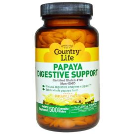 Country Life Papaya Digestive Support Pineapple Papaya - 500 Chewable Wafers