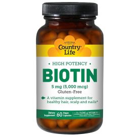 Country Life High Potency Biotin 5 mg 60 Vegan Capsules
