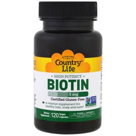 Country Life High Potency Biotin 5 mg 120 Vegan Capsules