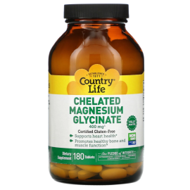 Country Life Chelated Magnesium Glycinate 400 mg 180 Tablets