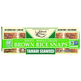 Edward & Sons Baked Brown Rice Snaps, Tamari Seaweed - 3.5 oz