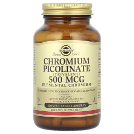 Solgar, Chromium Picolinate, 500 mcg, 120 Vegetable Capsules