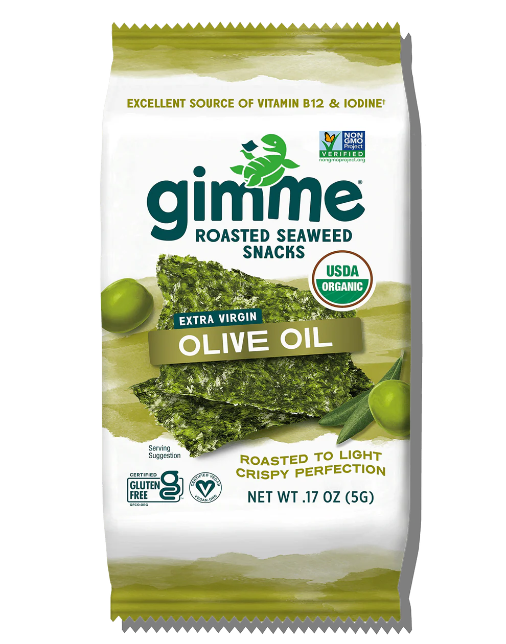 Gimme Organic Roasted Seaweed Snacks, Extra Virgin Olive Oil - 0.35 oz