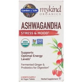 Garden of Life MyKind Organics Ashwagandha Stress & Mood 60 Vegan Tablets
