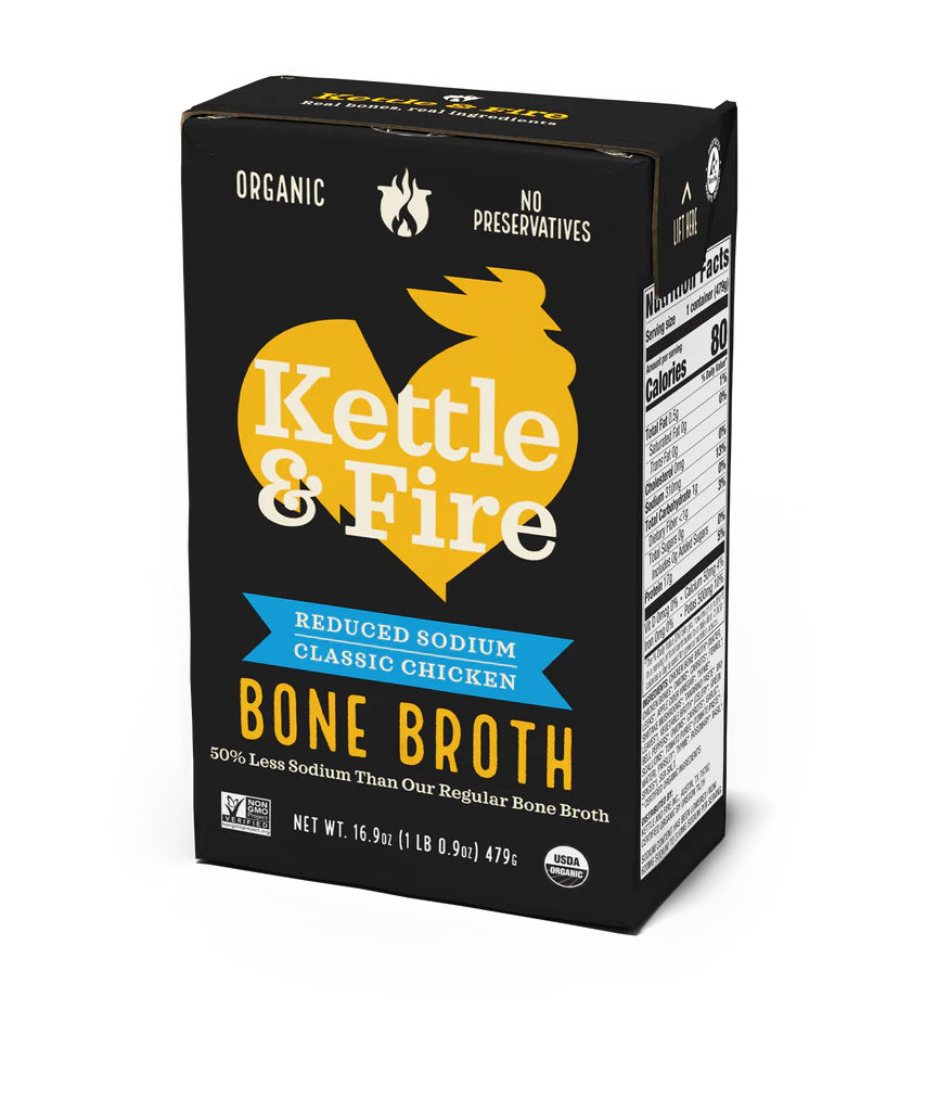 Kettle and Fire Soup Bone Broth Chicken Low Sodium Organic