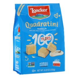 Loacker Quadratini Vanilla Wafer Cookies, Bite Sized, Non-GMO Creme Filled