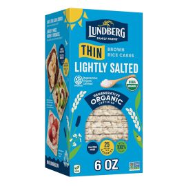 Lundberg Organic Thin Stackers Brown Rice Cakes, Lightly Salted - 6 oz