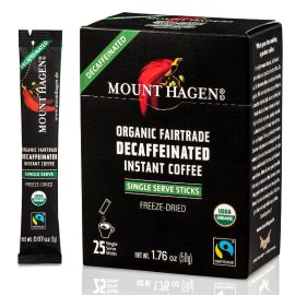 Mount Hagen Organic Fairtrade Decaffeinated Instant Coffee Single Serve Sticks