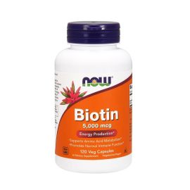 NOW Biotin - 5000 mcg - 120 Veg Capsules