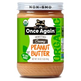 Once Again Organic Peanut Butter, Creamy Unsweetened Salt Free - 16 oz