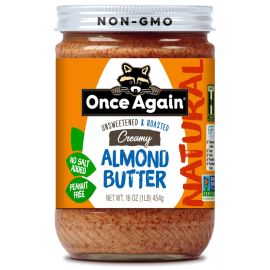 Once Again Natural Creamy Almond Butter, Unsweetened & Roasted - 16 oz