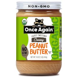 Once Again Organic Peanut Butter, Creamy Lightly Sweetened - 16 oz