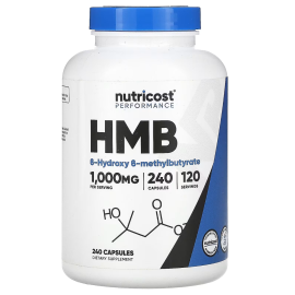 Nutricost, HMB, B-Hydroxy-B-methylbutyrate, 1,000 mg, 240 Capsules (500 mg per Capsule)