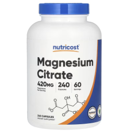 Nutricost, Magnesium Citrate, 420 mg, 240 Capsules (105 mg per Capsule)
