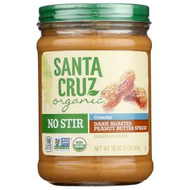 Santa Cruz Organic No Stir Dark Roast Creamy Peanut Butter Spread - 16 oz