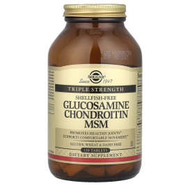 Solgar Triple Strength Glucosamine Chondroitin MSM Shellfish Free - 120 Tablets