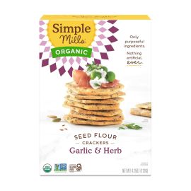 Simple Mills Organic Seed Flour Crackers, Garlic & Herb - 4.25 oz