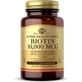Solgar Super High Potency Biotin 10,000 mcg 60 Vegetable Capsules
