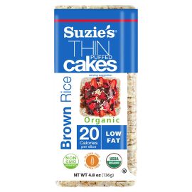Suzie's Organic Brown Rice Cake Thins, Unsalted