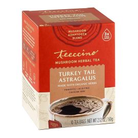 Teeccino Mushroom Herbal Tea, Turkey Tail Astragalus, Caffeine Free - 10 Tea Bags