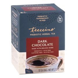 Teeccino Prebiotic Superboost Herbal Tea, Dark Chocolate - 10 Tea Bags