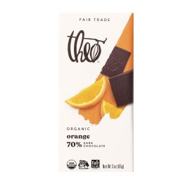 Theo Organic 70% Dark Chocolate Bar, Orange - 3 oz