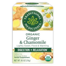 Traditional Medicinals Organic Ginger and Chamomile Herbal Tea - 16 Tea Bags