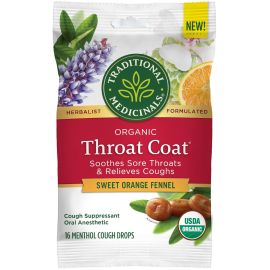 Traditional Medicinals Organic Throat Coat Lozenges, Sweet Orange Fennel