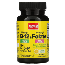 Jarrow Formulas Methyl B-12 & Methyl Folate - 100 Chewable Tablets