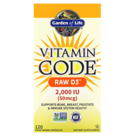 Garden of Life Vitamin Code RAW D3 - 2000 IU - 120 Vegetarian Capsules