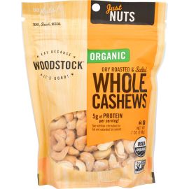 Woodstock Organic Kosher Dry Roasted and Salted Whole Cashews - 7 oz