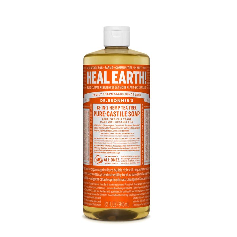 Dr. Bronner's Pure Castile Liquid Soap 32 fl oz Tea Tree Organic Basic Food