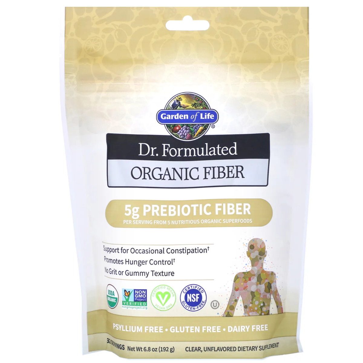 Garden of Life, Dr. Formulated, Organic Fiber, Clear, Unflavored, 6.8