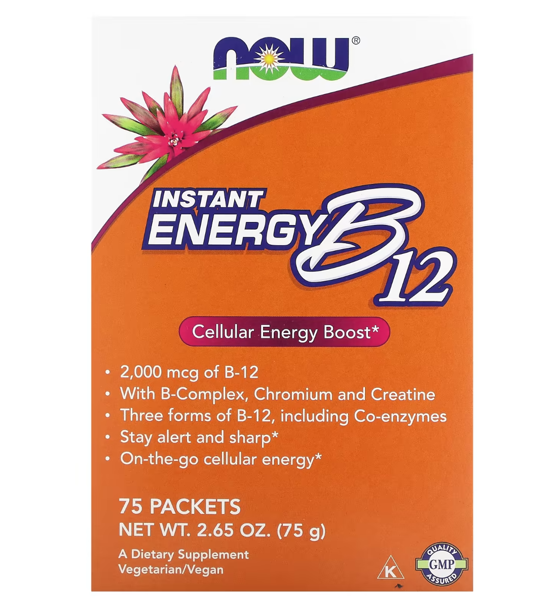 NOW Foods, Instant Energy B12, 2,000 mcg, 75 Packets, 0.035 oz (1 g